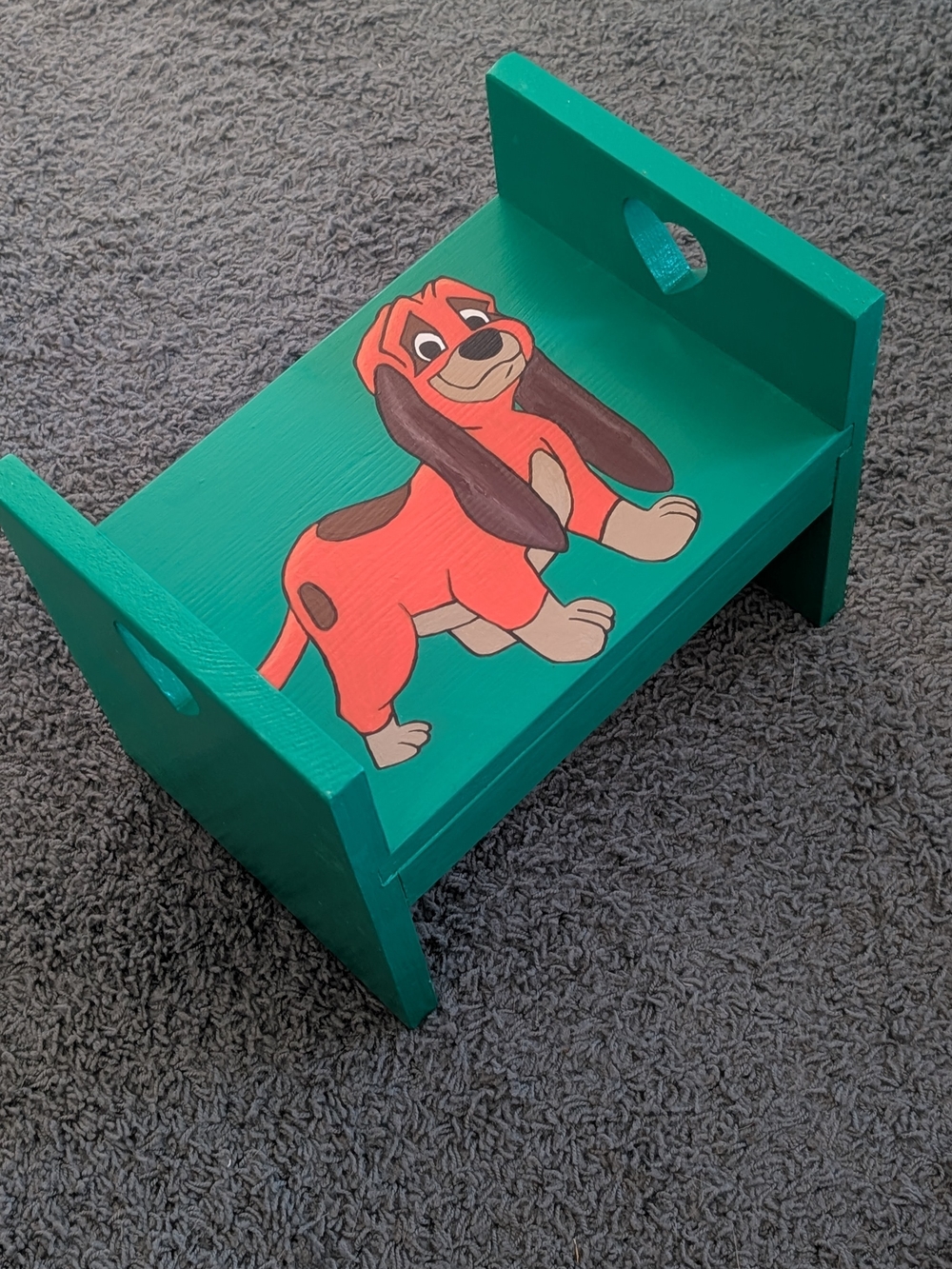 Child Seat and/or Step Stool – Handmade and painted Puppy